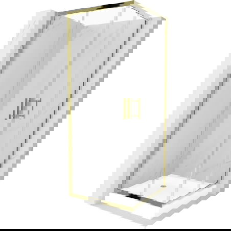 Mexen Rio cabină de duș pătrată 70 x 70 cm, transparentă, aurie + cadă de duș Rio, alb - 860-070-070-50-00-4510
