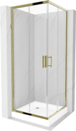 Mexen Rio cabina de duș pătrată 70 x 70 cm, transparentă, aurie + cadă de duș, albă - 860-070-070-50-00-4510