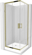 Mexen Rio cabină de duș pătrată 70 x 70 cm, transparentă, aurie + cadă de duș Rio, alb - 860-070-070-50-00-4510
