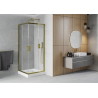 Mexen Rio cabina de duș pătrată 70 x 70 cm, transparentă, aurie + bazin, alb - 860-070-070-50-00-4510