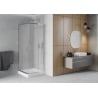 Mexen Rio cabină de duș pătrată 70 x 70 cm, Înghețat, Crom + cadă de duș Rio, Albă - 860-070-070-01-30-4510