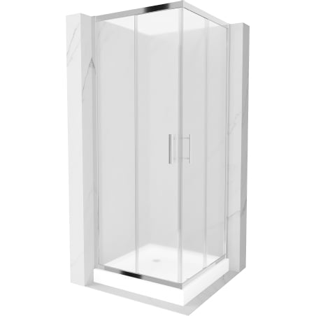 Mexen Rio cabină de duș pătrată 70 x 70 cm, Înghețat, Crom + cadă de duș Rio, Albă - 860-070-070-01-30-4510