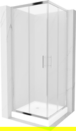 Mexen Rio cabină de duș pătrată 70 x 70 cm, Înghețat, Crom + cadă de duș Rio, Albă - 860-070-070-01-30-4510