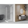 Mexen Rio cabină de duș pătrată 70 x 70 cm, Înghețat, Crom + cadă de duș Rio, Albă - 860-070-070-01-30-4510