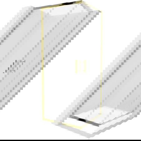 Mexen Rio cabină de duș pătrată 70 x 70 cm, Înghețat, Aurie + cadă de duș Rio, Albă - 860-070-070-50-30-4510