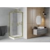 Mexen Rio cabină de duș pătrată 70 x 70 cm, înghețat, auriu + cadă de duș Rio, alb - 860-070-070-50-30-4510