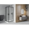 Mexen Rio cabină de duș pătrată 70 x 70 cm, înghețat, negru + cadă de duș Rio, alb - 860-070-070-70-30-4510