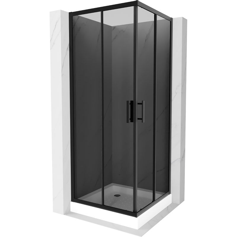 Mexen Rio négyzet alakú zuhanykabin 70 x 70 cm, Sötétszürke, Fekete + zuhanytálca Rio, Fehér - 860-070-070-70-40-4510