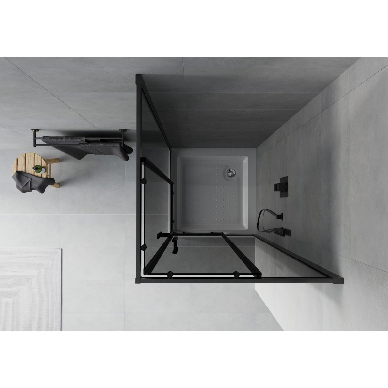 Mexen Rio cabina de duș pătrată 70 x 70 cm, grafit, negru + cadă de duș, albă - 860-070-070-70-40-4510
