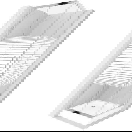 Mexen Rio cabină de duș pătrată 70 x 70 cm, dungi albe, crom + cadă de duș, alb - 860-070-070-01-20-4510