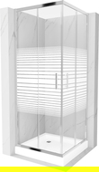 Cabină de duș pătrată Mexen Rio 70 x 70 cm, dungi albe, crom + cadă Rio, alb - 860-070-070-01-20-4510