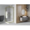 Mexen Rio cabină de duș pătrată 70 x 70 cm, dungi albe, auriu + cadă de duș Rio, alb - 860-070-070-50-20-4510