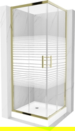Mexen Rio cabină de duș pătrată 70 x 70 cm, dungi albe, auriu + cadă de duș Rio, alb - 860-070-070-50-20-4510