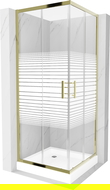 Mexen Rio cabină de duș pătrată 70 x 70 cm, Dungi, Aurie + cadă de duș Rio, Albă - 860-070-070-50-20-4510