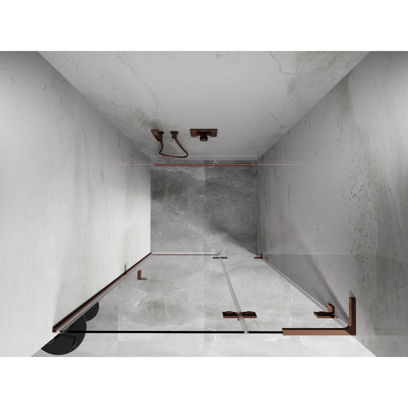 Mexen Lunar L uși de duș batante dreapta 115 cm, transparent, aur roz - 834L-115-000-60-00-P