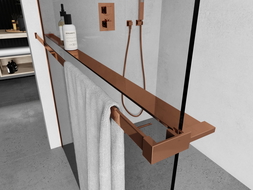 Mexen raft pentru perete de duș cu suport pentru prosoape, aur roz - 800-02-60