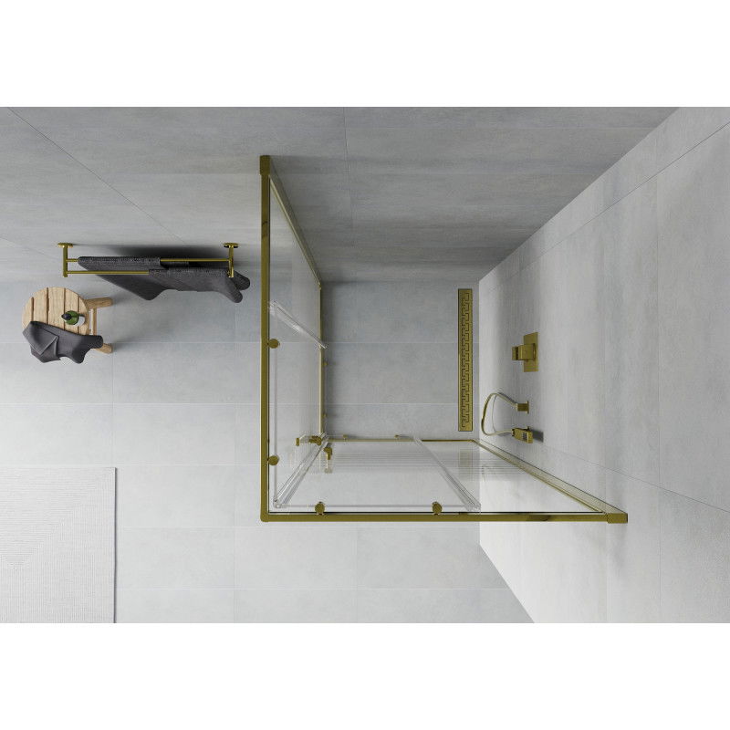 Mexen Rio cabină de duș pătrată 70 x 70 cm, dungi albe, auriu - 860-070-070-50-20