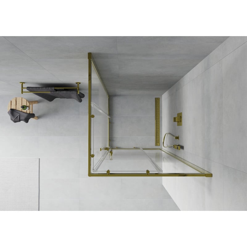 Mexen Rio 80 x 80 cm-es négyzet alakú zuhanykabin, fehér csíkok, arany - 860-080-080-50-20