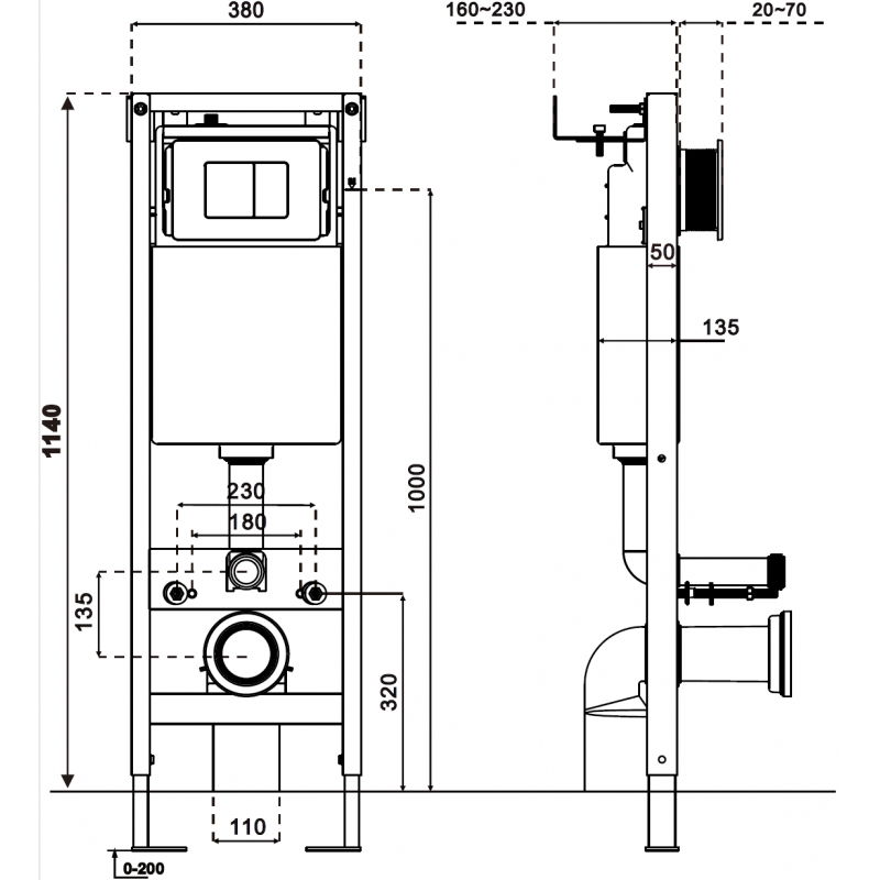 Mexen Tex W cadru ascuns pentru WC îngust, de colț - 61105