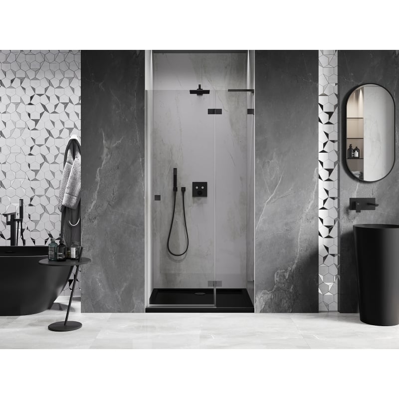 Mexen Lunar L ușă de duș batantă dreaptă 120 cm, transparentă, gun metal - 834L-120-000-95-00-P