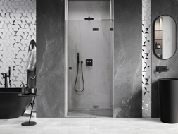 Mexen Lunar L ușă de duș cu deschidere dreaptă 125 cm, transparentă, gun metal - 834L-125-000-95-00-P