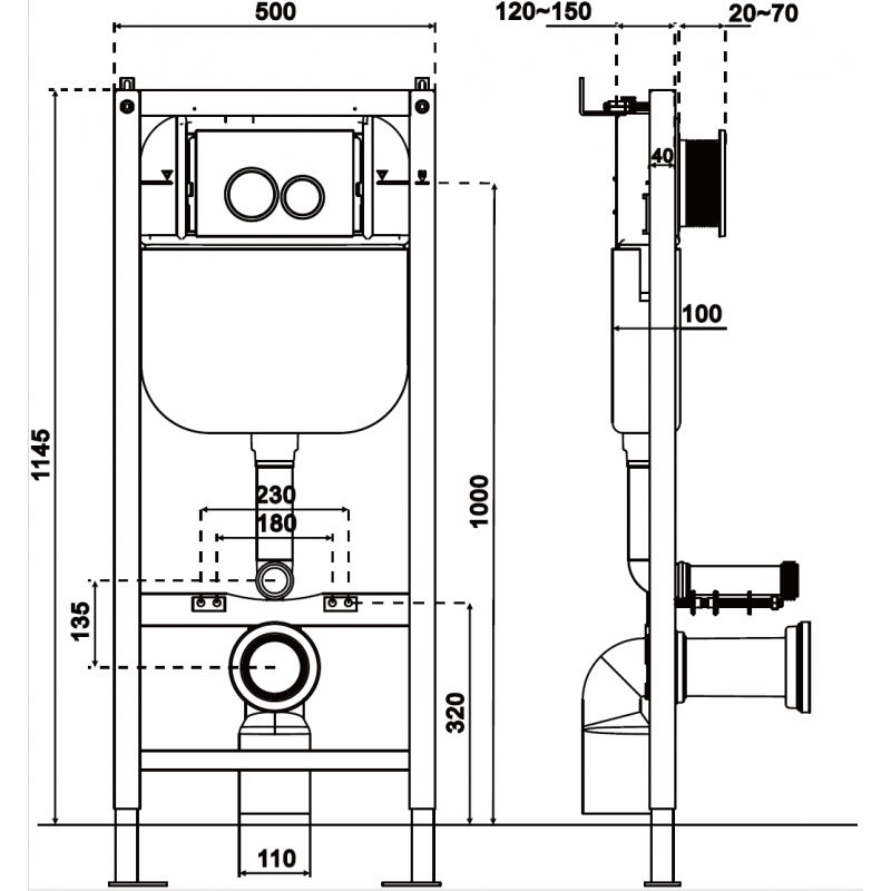 Mexen Tex Air E pneumatikus WC falba építhető keret - 61109A