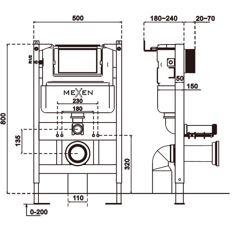 Mexen Tex Air XS-F cadru încastrat pneumatic pentru WC - 61800A