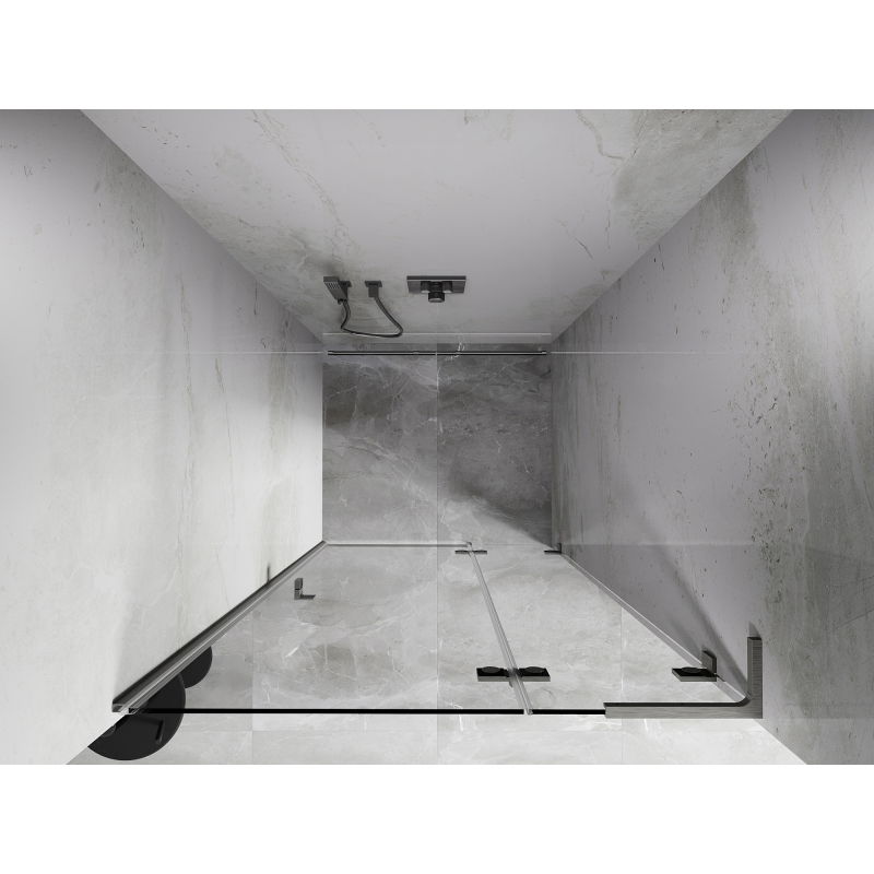 Mexen Lunar L uși de duș batante dreapta 75 cm, transparent, nichel periat - 834L-075-000-97-00-P