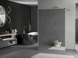 Mexen Kioto perete de duș independent 120 x 200 cm, oglindă 8 mm, auriu - 800-120-002-50-50