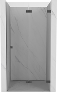 Mexen Lunar-F jobb oldali, 80 cm-es átlátszó, gun gray szálcsiszolt zuhanyajtó - 836-080-000-66-00-P