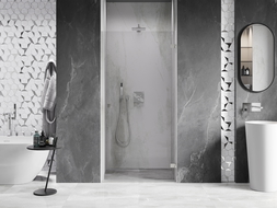 Ușă de duș rabatabilă dreaptă Mexen Lunar-B 90 cm, transparentă, nichel periat - 832-090-000-97-00-P