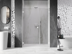 Mexen Lunar-B L uși de duș batante stânga 140 cm, transparent, alb - 832SL-140-050-20-00-L