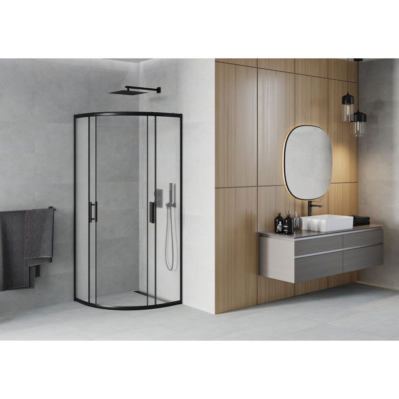 Mexen Rio cabina de duș semirotundă 90 x 90 cm, mat, neagră - 863-090-090-70-30