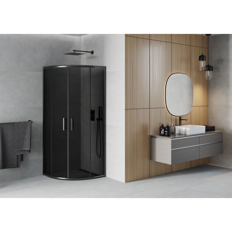 Mexen Rio cabină de duș semicirculară 80 x 80 cm, grafit, negru - 863-080-080-70-40
