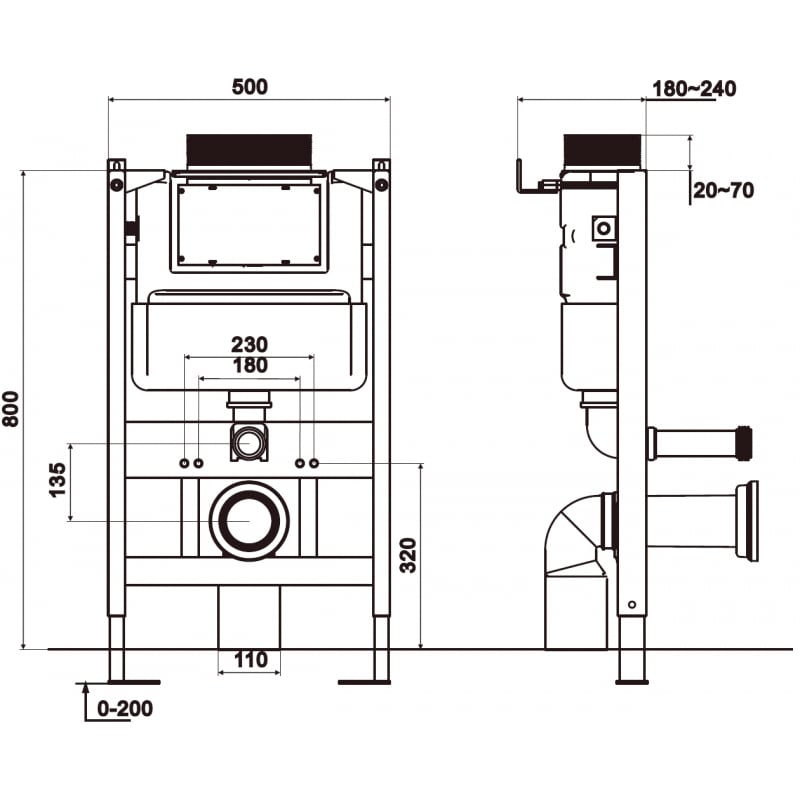Mexen Tex Air XS-U pneumatikus rejtett WC tartószerkezet - 61850A