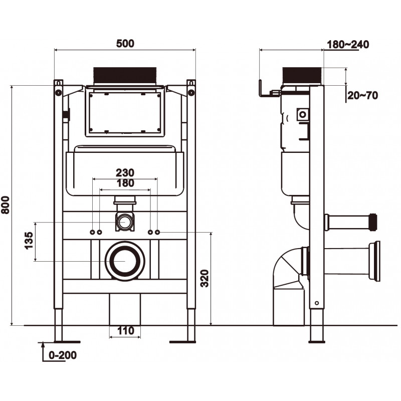 Mexen Tex Air XS-U suport încastrat pneumatic pentru WC - 61850A