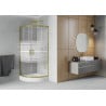 Cabina de dus Mexen Rio semirotundă 70 x 70 cm, benzi, aurie + cada Rio, albă - 863-070-070-50-20-4710