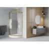 Mexen Rio cabină de duș semi-rotundă 80 x 80 cm, dungi albe, aurie + cadă Rio, alb - 863-080-080-50-20-4710