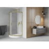 Cabină de duș semirotundă Mexen Rio 90 x 90 cm, înghețat, auriu + cadă de duș Rio, alb - 863-090-090-50-30-4710
