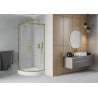 Cabină de duș semirotundă Mexen Rio 90 x 90 cm, înghețat, auriu + cadă de duș Rio, alb - 863-090-090-50-30-4710
