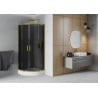 Mexen Rio cabină de duș semicirculară 70 x 70 cm, grafit, auriu + cadă de duș Rio, alb - 863-070-070-50-0-4710
