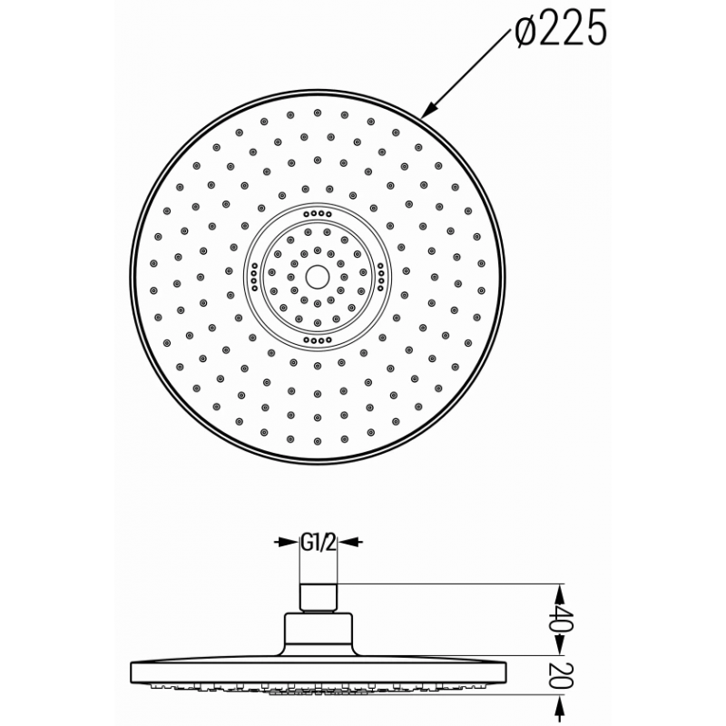 Mexen D-05 22 cm-es esőztető, fehér - 79705-20