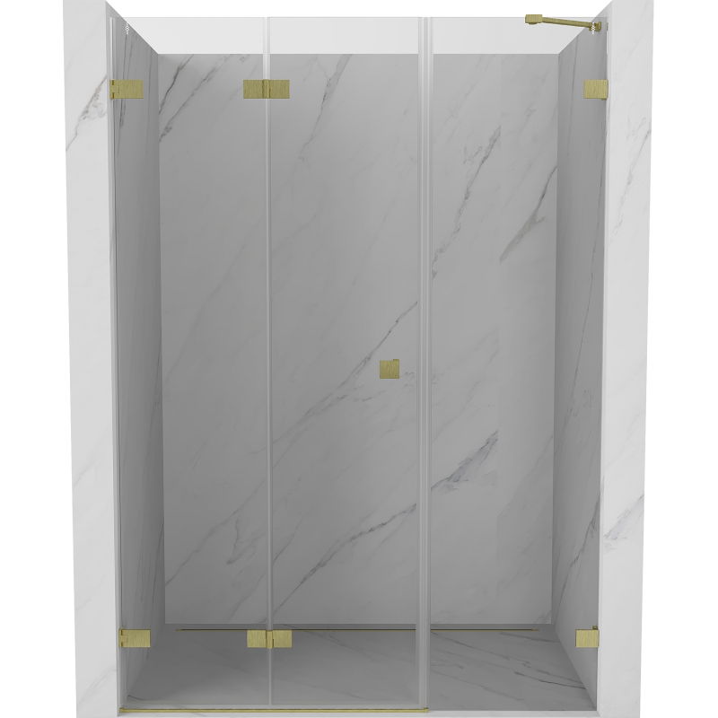 Mexen Lunar-F uși de duș pliabile stânga 140 cm, transparente, auriu periat - 836S-140-050-55-00-L