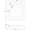 Mexen Rio cabină de duș pătrată 80 x 80 cm, Înghețat, Aurie + cadă de duș Rio, Albă - 860-080-080-50-30-4510