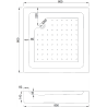 Mexen Rio cabină de duș pătrată 80 x 80 cm, înghețat, auriu + cadă de duș Rio, alb - 860-080-080-50-30-4510
