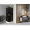 Mexen Rio 80 x 80 cm-es négyzet alakú zuhanykabin, grafit, arany + zuhanytálca, fehér - 860-080-080-50-40-4510