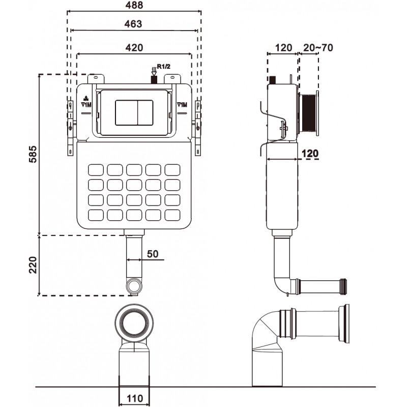 Mexen Tex Air S cadru încastrat pneumatic pentru WC de podea - 61102A