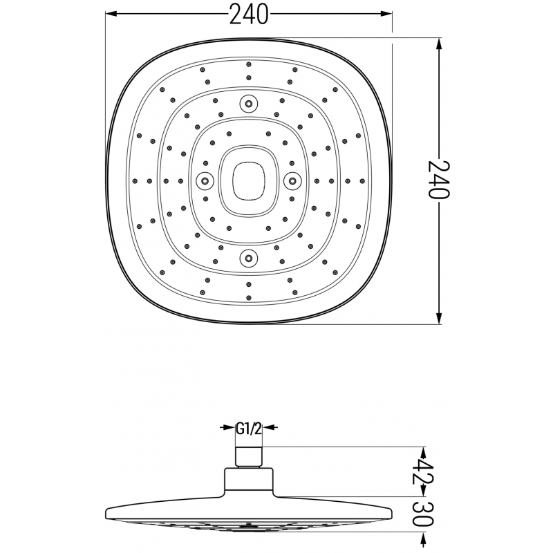 Mexen D-17 esőztető 24x24 cm, króm/fehér - 79717-02
