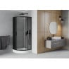 Cabina de duș Mexen Rio semirotundă 90 x 90 cm, grafit, negru + cada Rio, alb - 863-090-090-70-40-4710