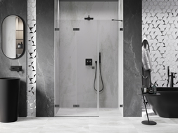 Mexen Lunar-F összecsukható zuhanyajtó balos 140 cm, átlátszó, gunmetal - 836S-140-050-95-00-L